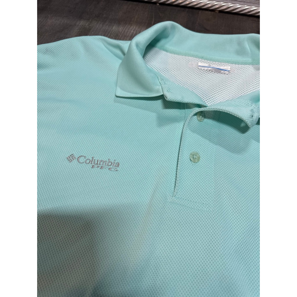 Men's Columbia Light Blue PFG Polo Shirt XL - Picture 2 of 5